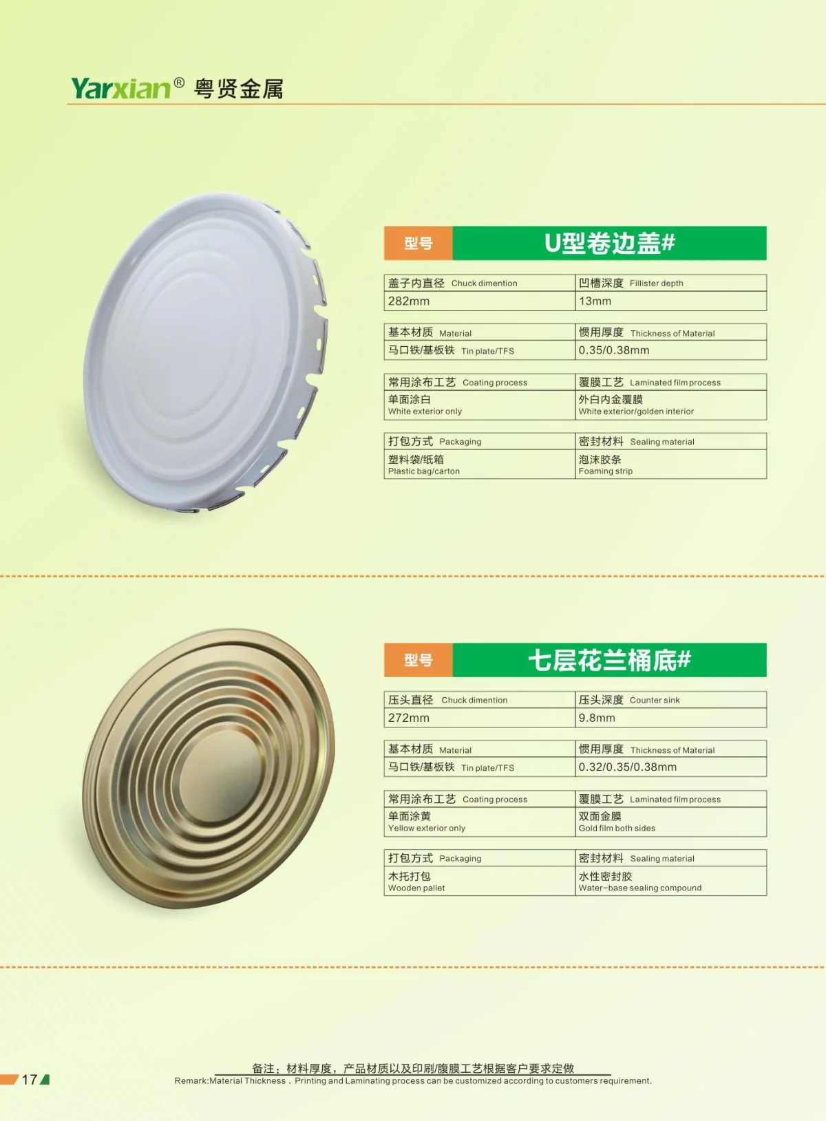 U-profile and seven-ring flower-basket lids